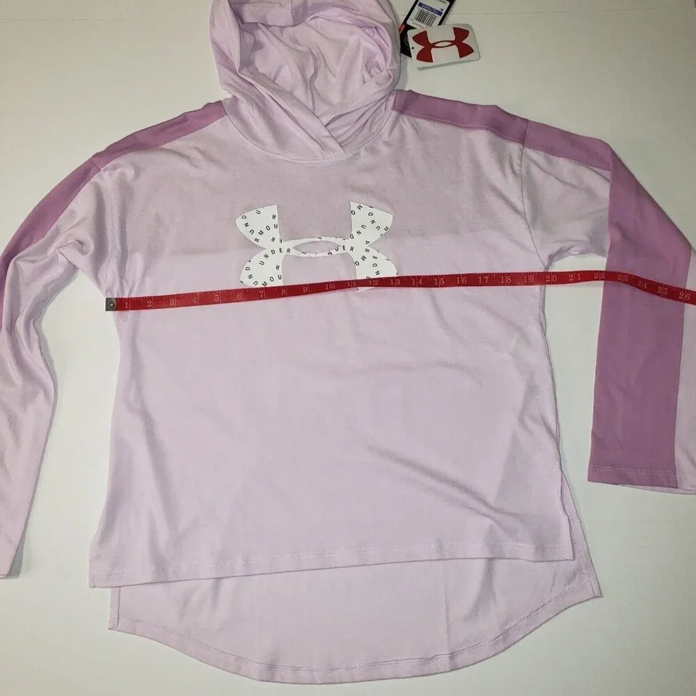 Under Armour Favorite Jersey Hoodie Girls' XLarge Purple & White Logo Athleisure - Picture 7 of 16